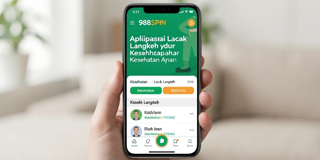 Screenshot antarmuka utama aplikasi 988SPIN untuk pelacakan langkah.
