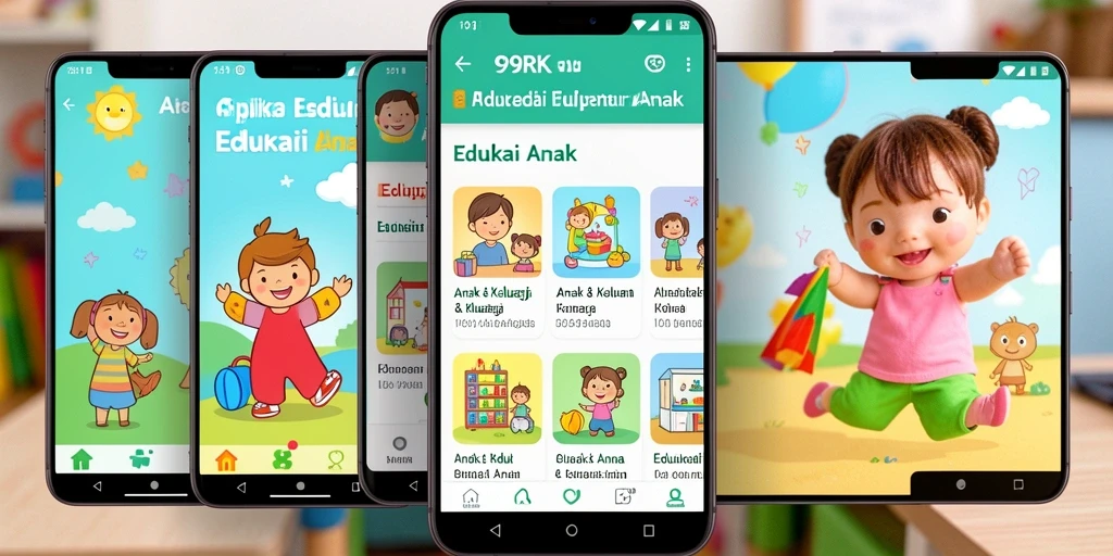 Tampilan antarmuka aplikasi 99RK yang menarik dan edukatif untuk anak.