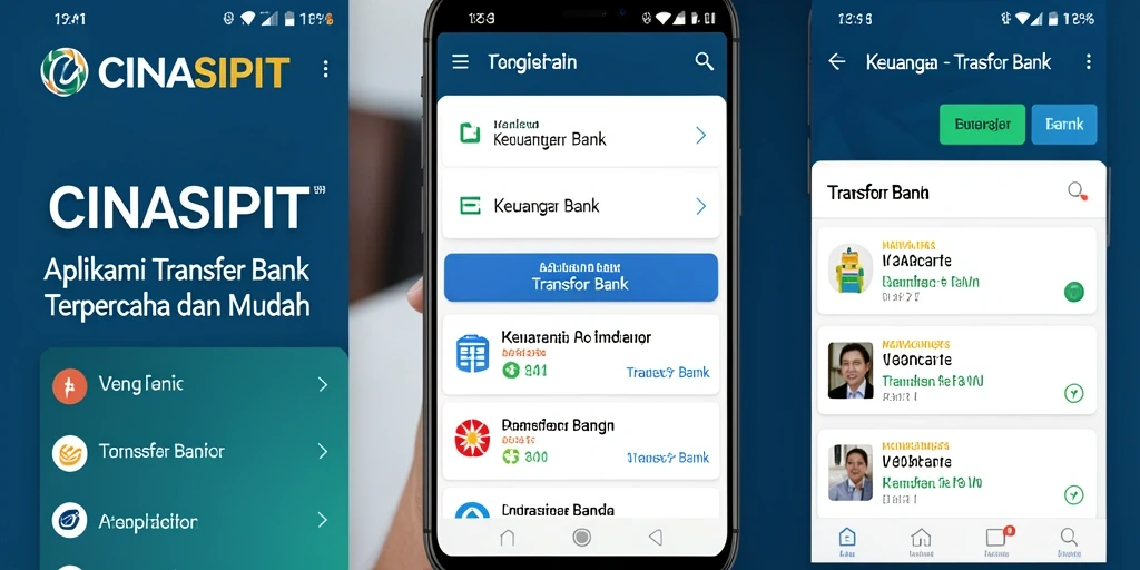 Antarmuka utama CINASIPIT yang menampilkan fitur Transfer Bank.