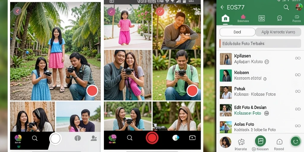 Tampilan antarmuka EOS77 yang sederhana dan fungsional untuk kolase foto.
