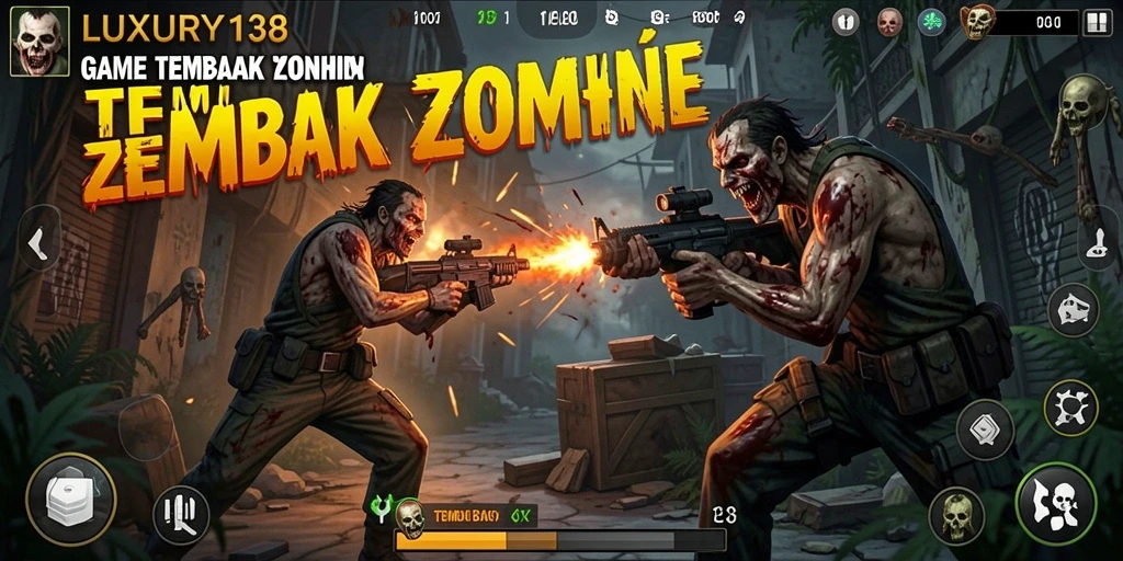 Tampilan antarmuka LUXURY138 dalam mode Tembak Zombie.