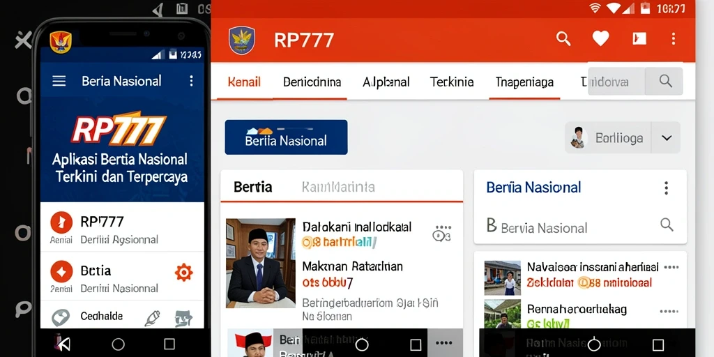 Screenshot utama aplikasi RP777 dengan tampilan antarmuka Berita Nasional.